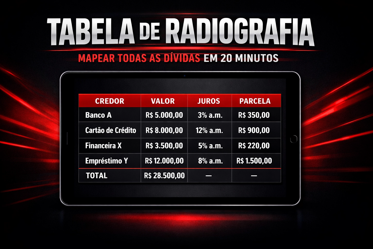Tabela de radiografia